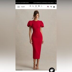Club L London Scarlet Puff Sleeve Midi Dress